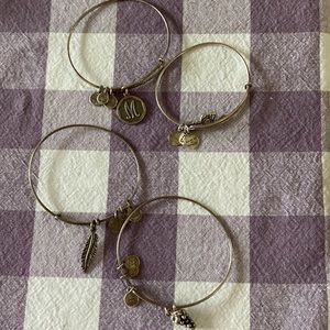 4 original Alex & Ani bracelets silver tone